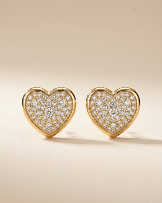 Pave Heart Studs