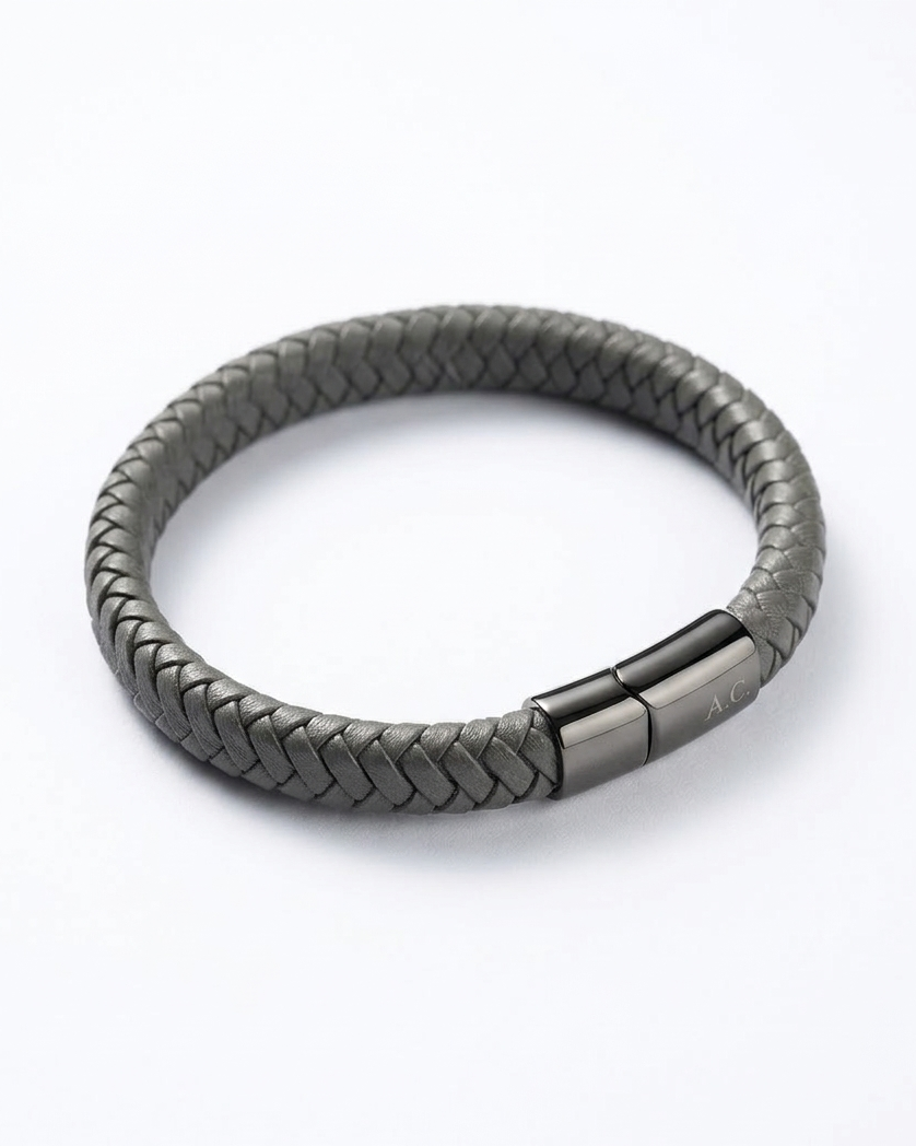 Titan Grey Leather Bracelet
