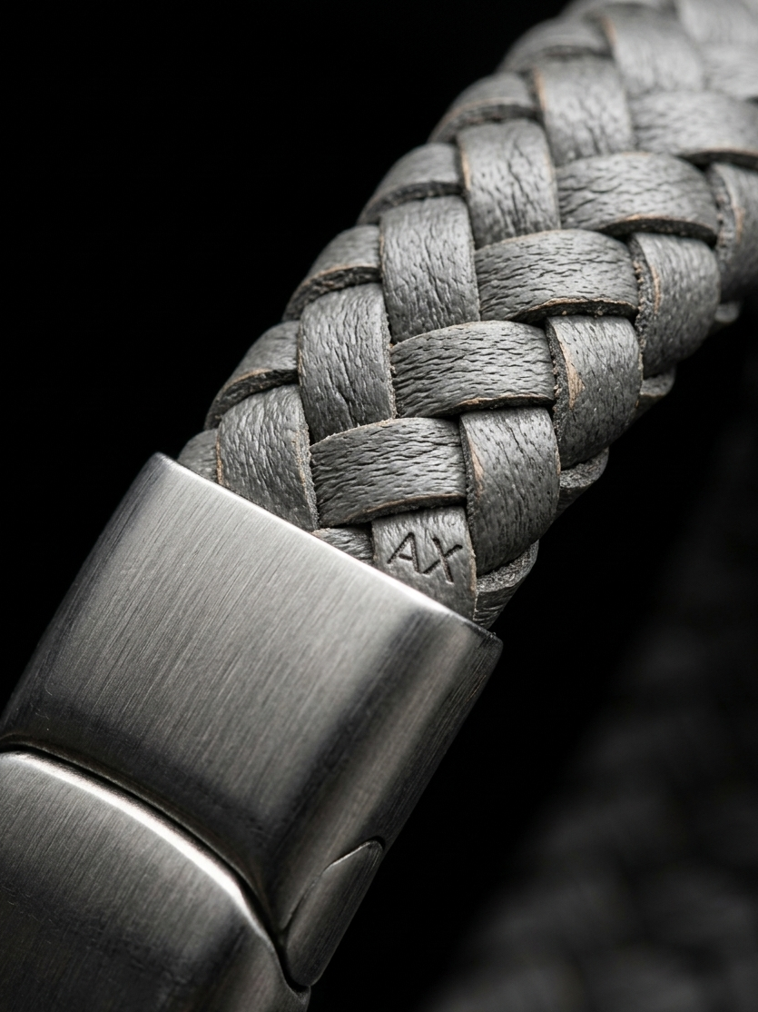 Titan Grey Leather Bracelet