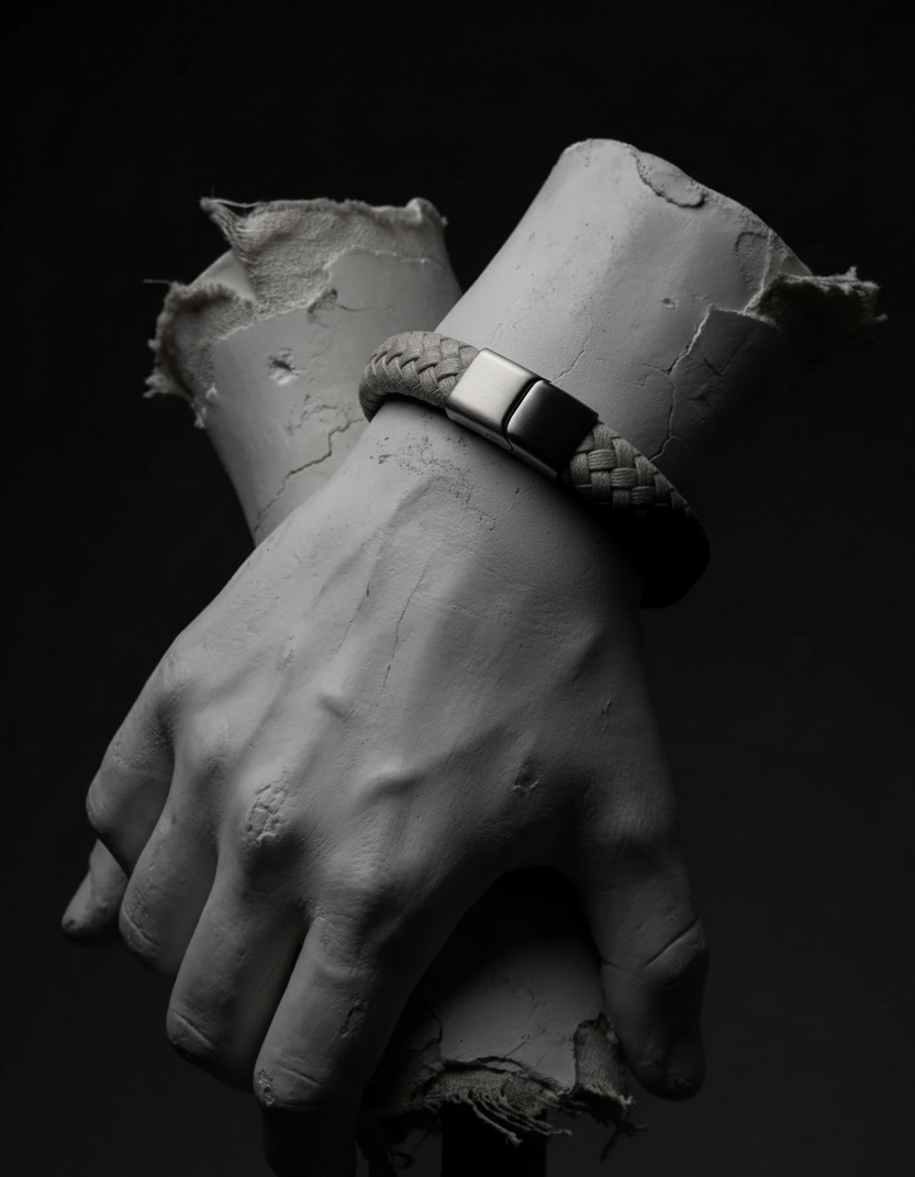 Titan Grey Leather Bracelet